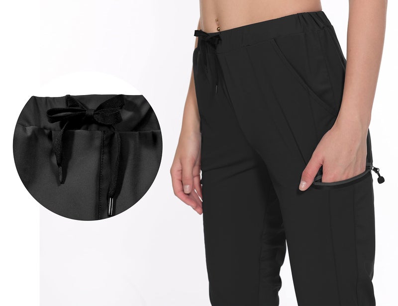 Little Donkey Andy Women's Ultra-Stretch Quick Dry Lightweight Ankle Pants Drawstring Active Travel Hiking Black XL - Image 4